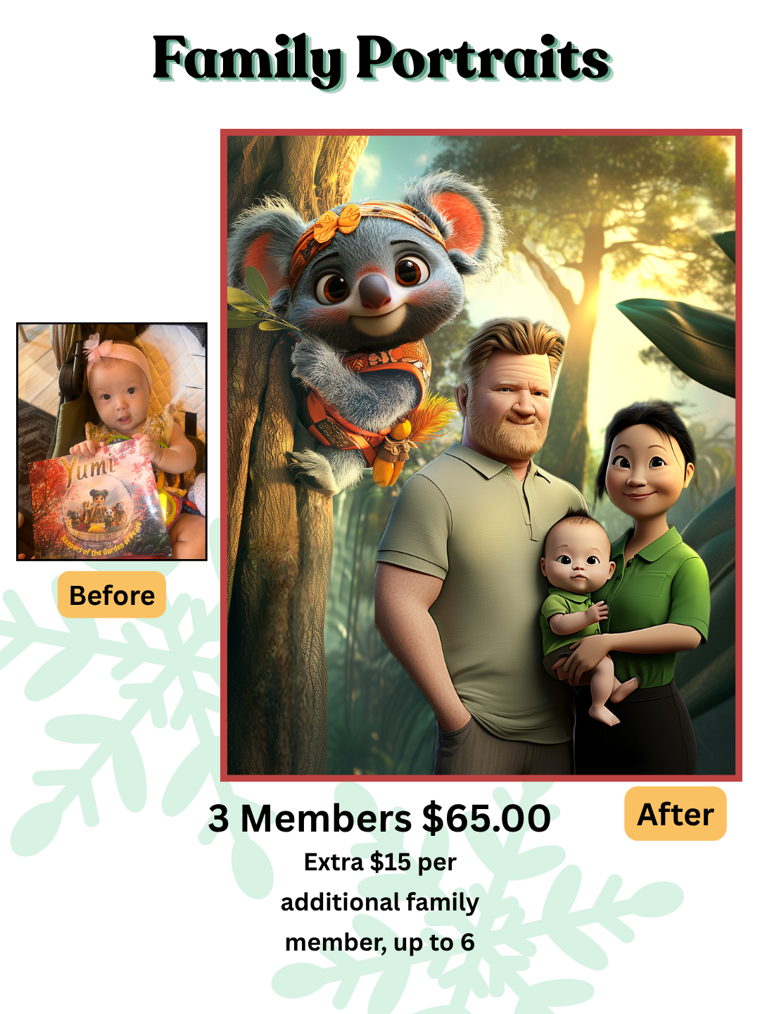 Yumi’s Treasures – Personalized Family Portrait (Custom Illustrated Keepsake)