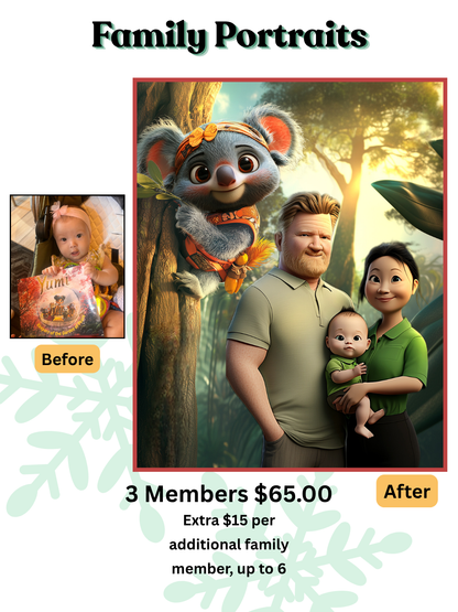 Yumi’s Treasures – Personalized Family Portrait (Custom Illustrated Keepsake)